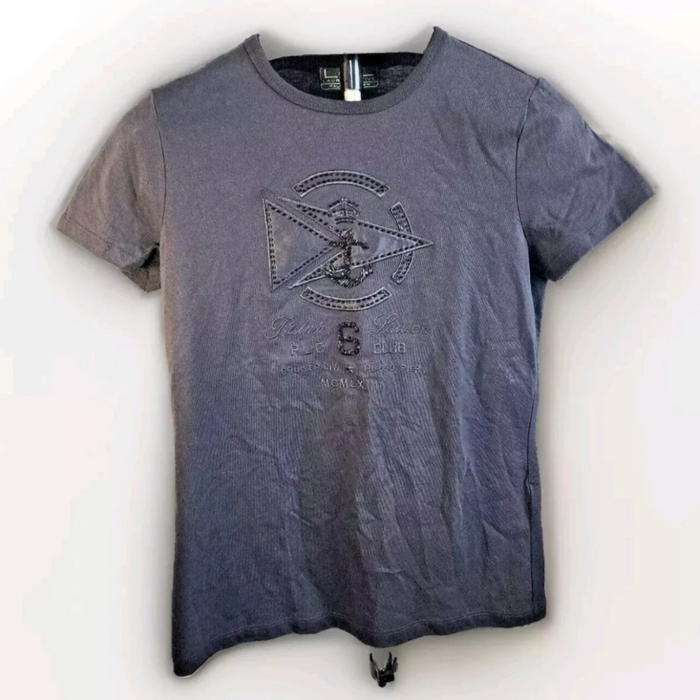 Vintage L-RL Lauren Active Ralph Lauren Black Beaded T-Shirt - S